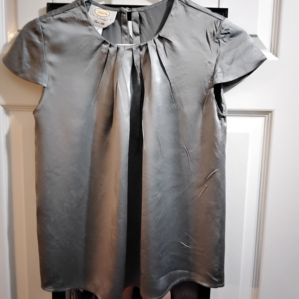 Talbots Silver Silk Blouse